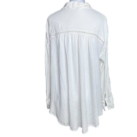 Free People Katie Bird button down top L Large white - Picture 6 of 9